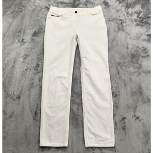 Chico's Pants Womens 0.5 S/6 White Stretch Corduroy Mid Rise Slim Straight Leg